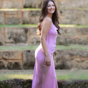BIBI CUT ON THE BIAS SATIN DRESSROSE GOLD