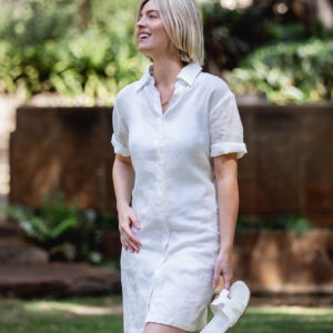 SAM LINEN CASUAL DRESSWHITE 1