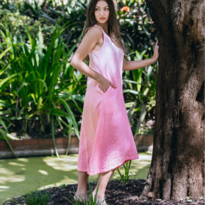 SARAH WRINKLE COTTON DIP DYE DRESSPINK
