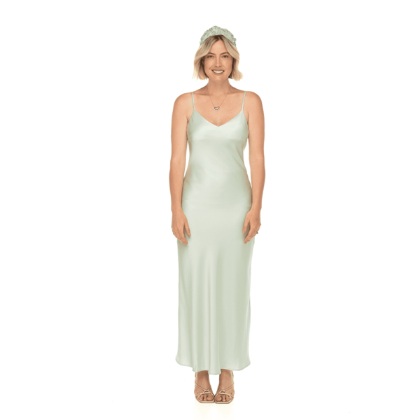 BIBI CUT ON THE BIAS SATIN DRESS mint2