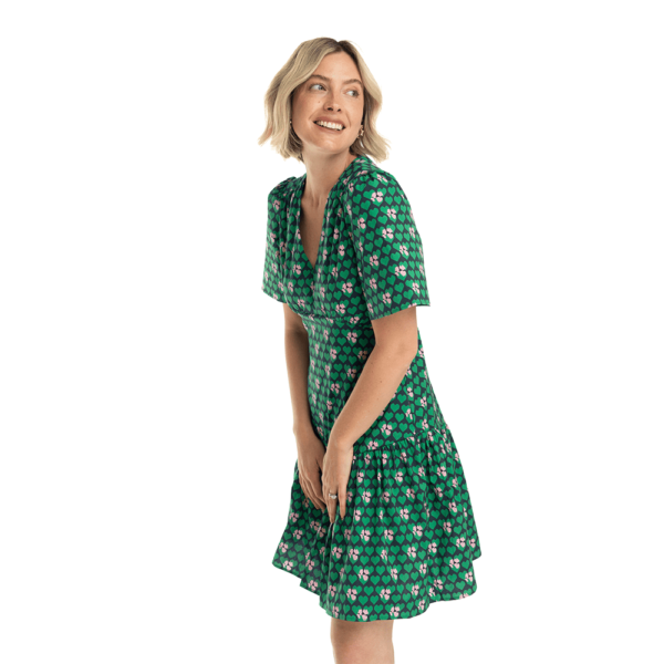 Sheana Dress Green Heart Print1