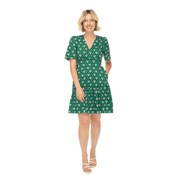 Sheana Dress Green Heart Print2